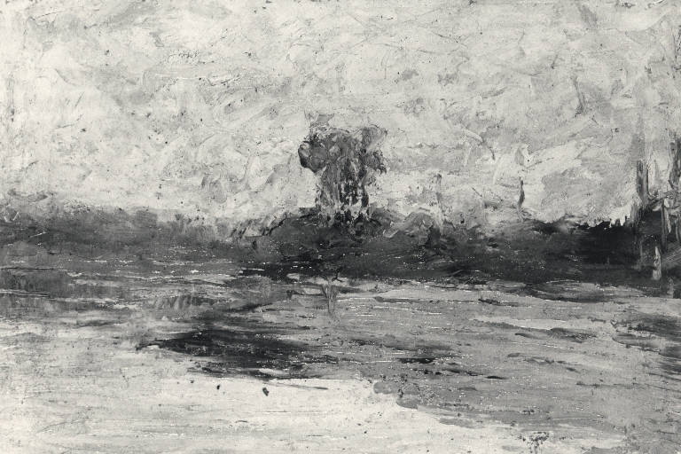 Paesaggio fluviale, Paesaggio fluviale (dipinto) di Rossi Erminio (secc. XIX/ XX)