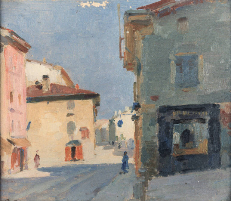 Piazzetta San Luca, Veduta della piazzetta S. Luca (dipinto) di Borgognoni Romeo (sec. XX)