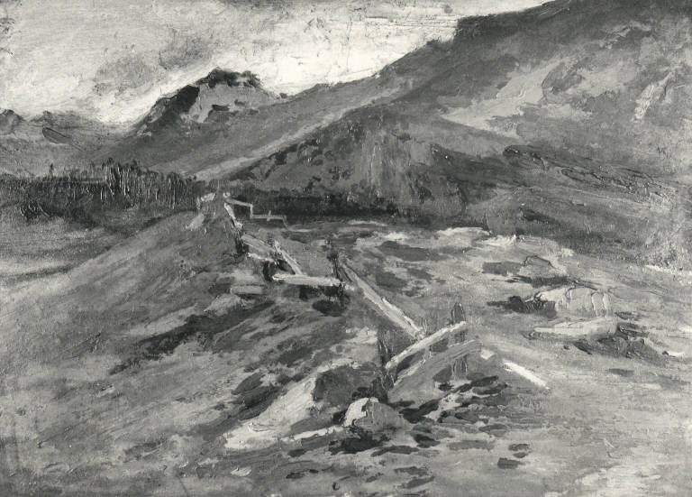 Paesaggio di montagna, Paesaggio montano (dipinto) di Borgognoni Romeo (sec. XX)