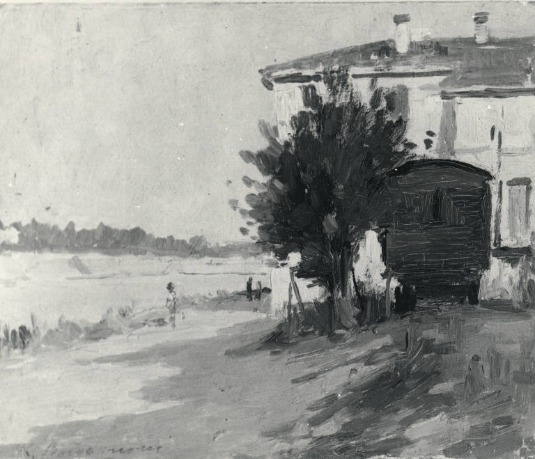Casa di Paride il barcaiolo, Casolare (dipinto) di Borgognoni Romeo (sec. XIX)
