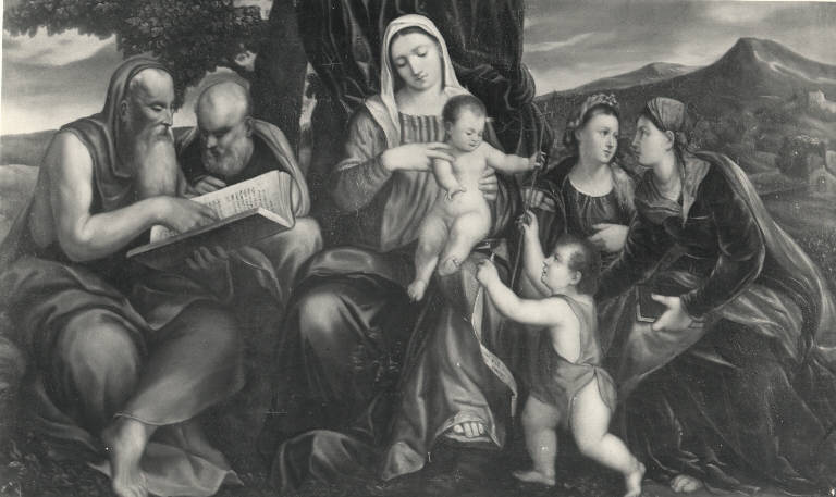 Sacra conversazione, Madonna con Bambino e San Giovannino e altri santi (dipinto) di Revera Alessandro (sec. XIX)