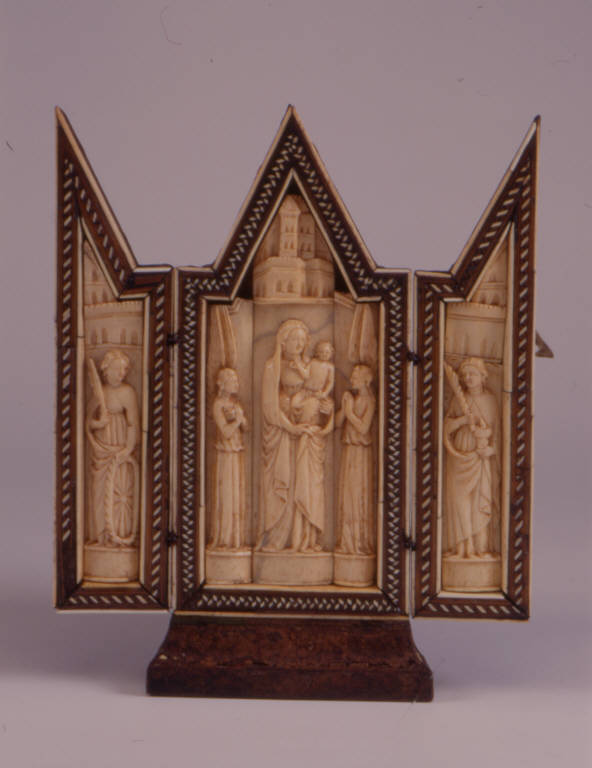 Madonna con Bambino tra angeli e Santi (altarolo) - bottega degli Embriachi (sec. XV)