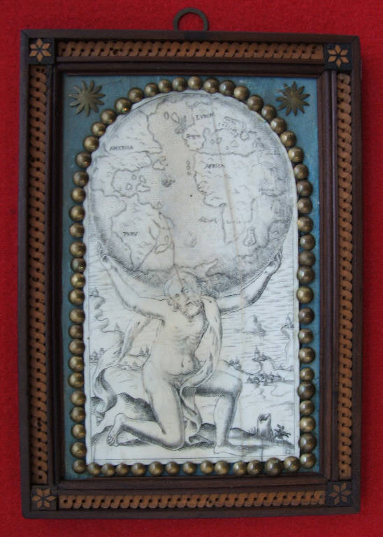 Atlante sostiene il globo terrestre (lastra) (sec. XVIII)
