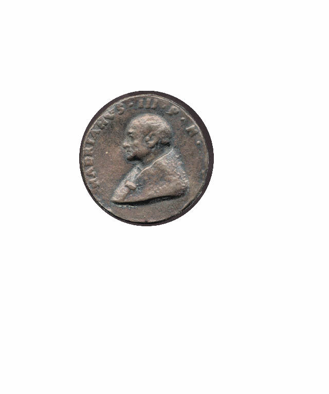 Adriano III Papa, santo / Chiavi decussate (medaglia papale) - ambito lombardo (seconda metà sec. XVI)