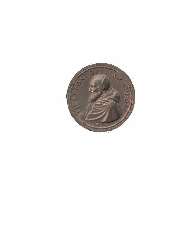 Pio V, Papa / Prospetto Chisa di S.Croce (medaglia papale) di Bonzagni Gianfederico (bottega) (seconda metà sec. XVI)