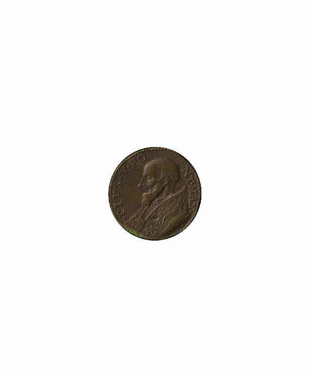 Pio V, Papa / personificazione della Spagna (medaglia papale) (seconda metà sec. XVI)
