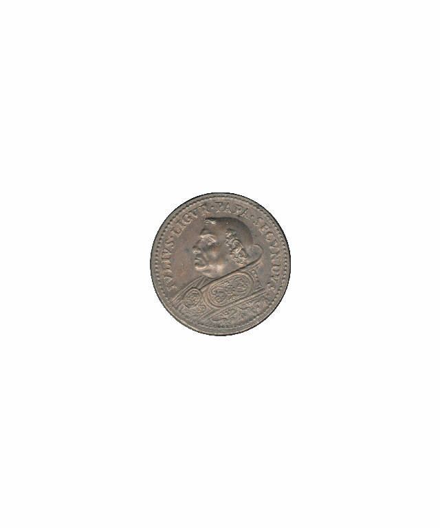 Giulio II / Veduta del porto di Civitavecchia (medaglia pontificia) di Hamerani (bottega) (secc. XVII/ XIX)