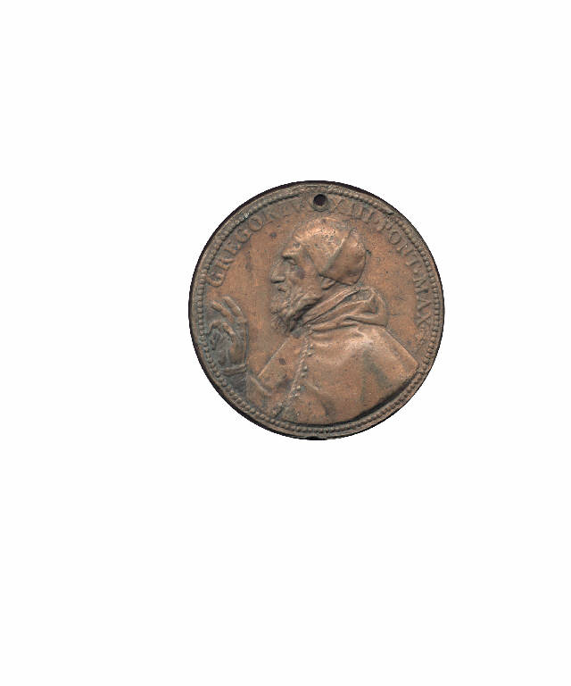 Gregorio XIII papa / Veduta del Campidoglio (medaglia pontificia) (secc. XVII/ XIX)
