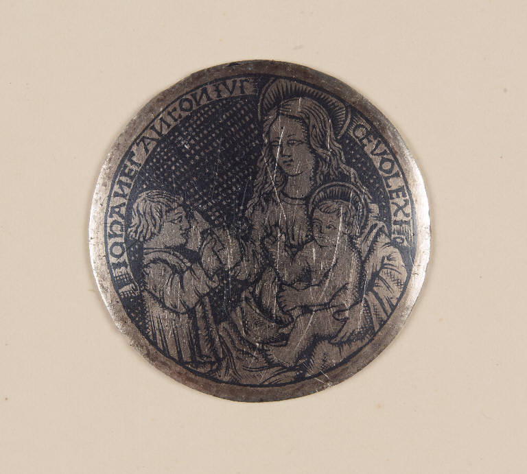 Madonna con Bambino e religioso inginocchiato, Madonna con Bambino e devoto (niello) - ambito italiano (secc. XV/ XVI)