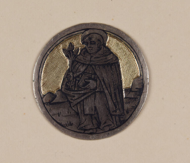 Sant'Antonio da Padova in un paesaggio, Sant'Antonio da Padova (niello) - ambito lombardo (secc. XV/ XVI)
