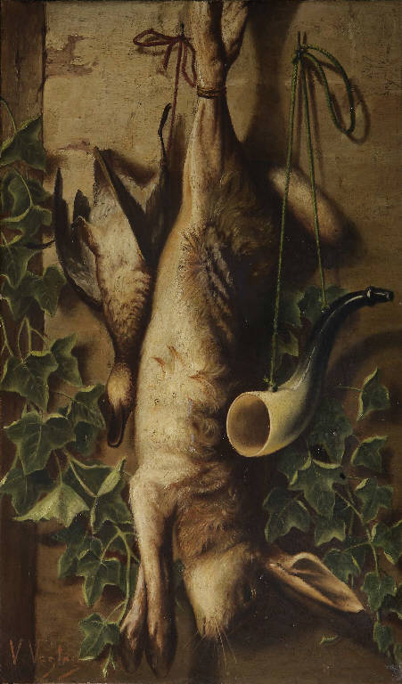 Natura morta con selvaggina, Natura morta con selvaggina (dipinto) di Vestri, V. (fine/inizio secc. XIX/ XX)