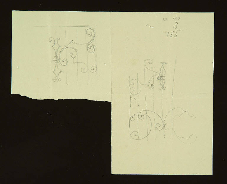 MOTIVI DECORATIVI A VOLUTE (disegno) di Bagatti Valsecchi Giuseppe; Bagatti Valsecchi Fausto (secc. XIX/ XX)