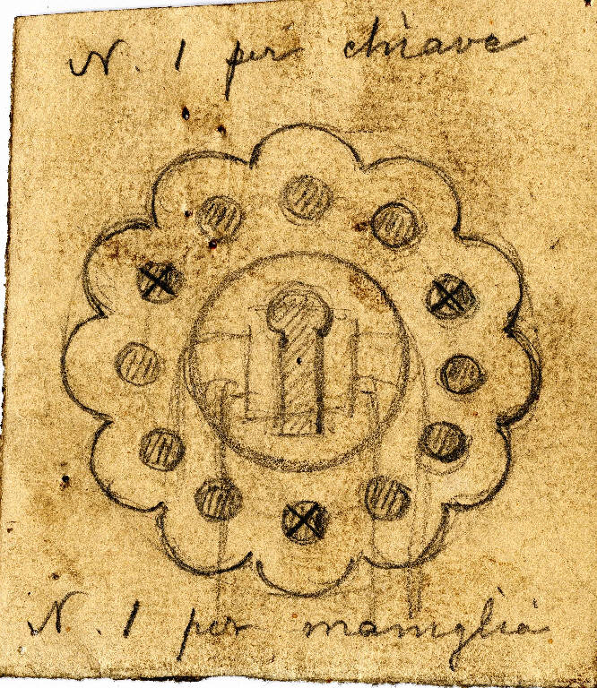 SERRATURA (disegno) di Bagatti Valsecchi Fausto; Bagatti Valsecchi Giuseppe (secc. XIX/ XX)