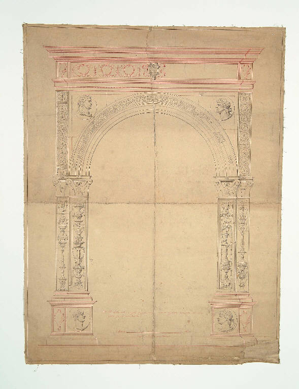 RILIEVO DI PORTALE (disegno) di Bagatti Valsecchi Fausto; Bagatti Valsecchi Giuseppe (secc. XIX/ XX)