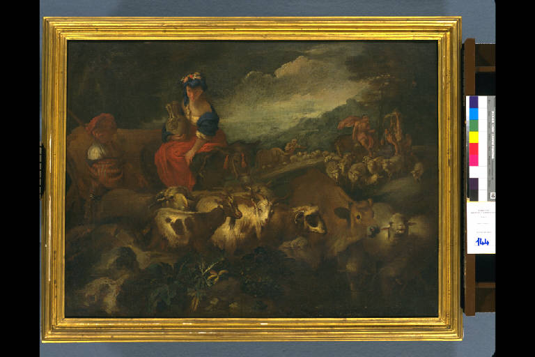 VIAGGIO DI REBECCA ALLA FONTE (dipinto) di Castiglione Giovanni Francesco (sec. XVII)