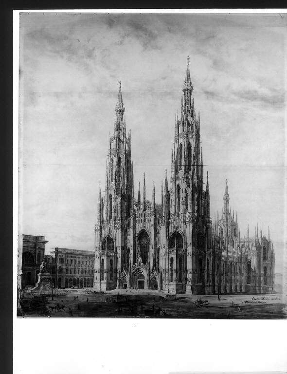 DUOMO DI MILANO (dipinto) di Ponti Cesare; Cattaneo A. (ultimo quarto sec. XIX)