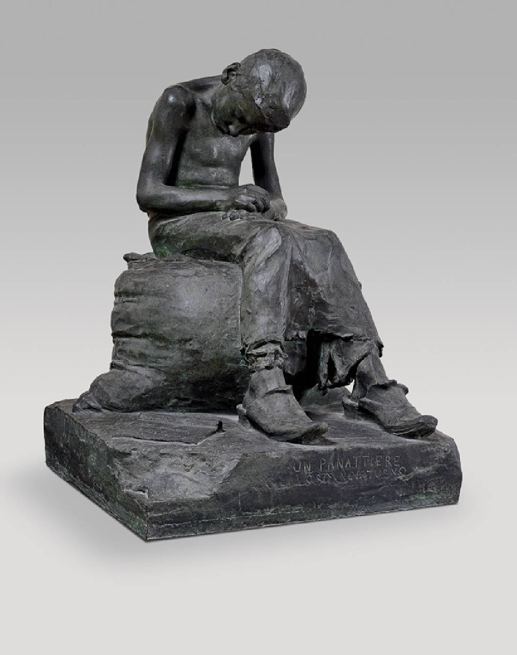Lavoro notturno, bambino a torso nudo (statua) di Carminati Antonio (sec. XIX)