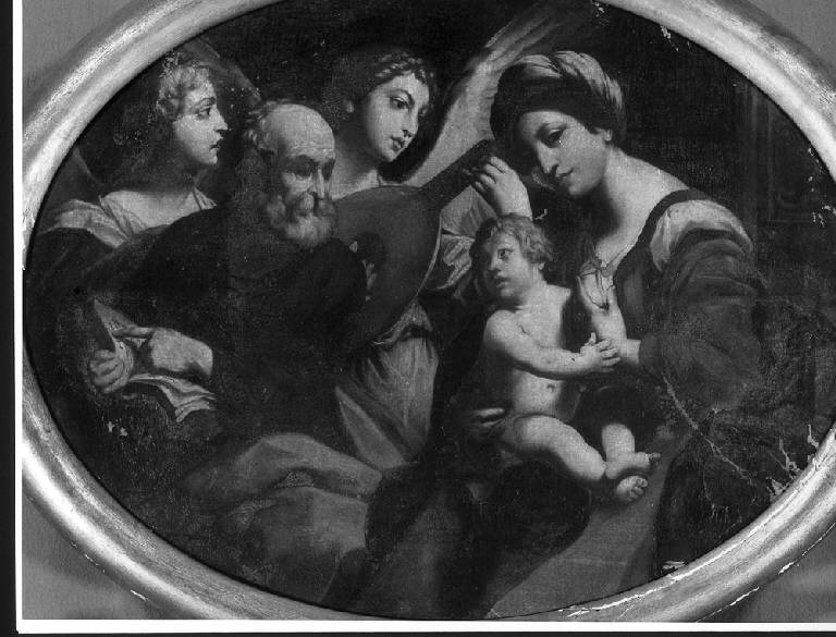 SACRA FAMIGLIA CON ANGELI (dipinto) - scuola emiliana (?) (metà sec. XVII)