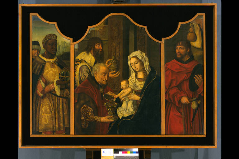 ADORAZIONE DEI MAGI (dipinto) di Maestro del Santo Sangue (primo quarto sec. XVI)