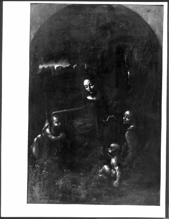 La Vergine delle Rocce, MADONNA CON IL BAMBINO, SAN GIOVANNINO E UN ANGELO (dipinto) di Bianchi Andrea detto Vespino (primo quarto sec. XVII)