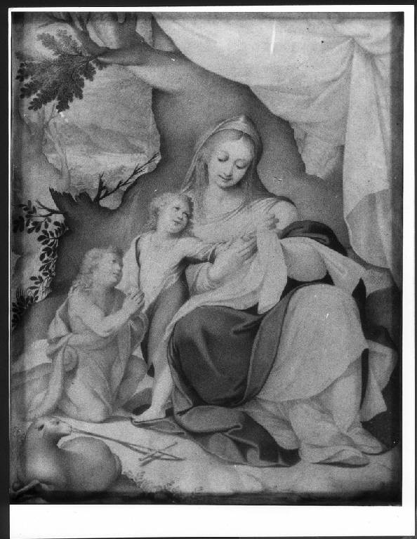 MADONNA CON BAMBINO E SAN GIOVANNINO (dipinto) di Decio Agostino (fine/inizio secc. XVI/ XVII)