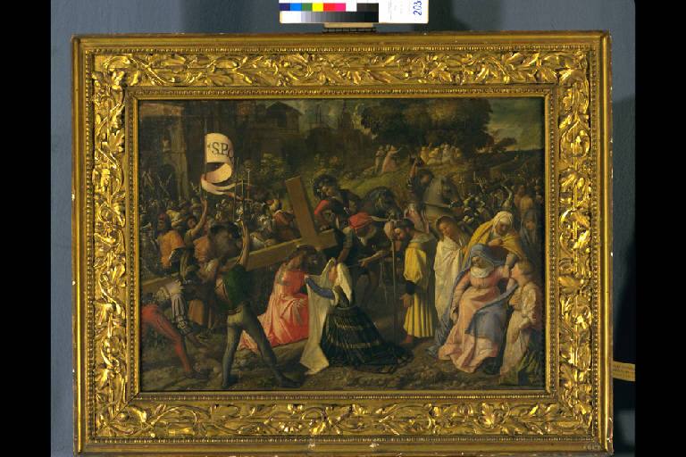 SALITA DI CRISTO AL CALVARIO (dipinto) di Busi Giovanni detto Cariani (sec. XVI)