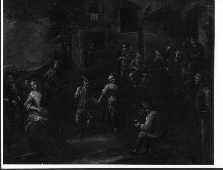 SUONATORI E BALLERINI (dipinto) - scuola ligure (sec. XVIII)