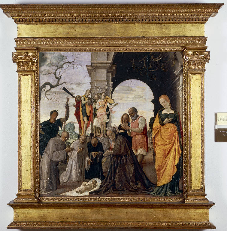 Adorazione del Bambino, adorazione del Bambino (dipinto) di Bramantino (fine sec. XV)