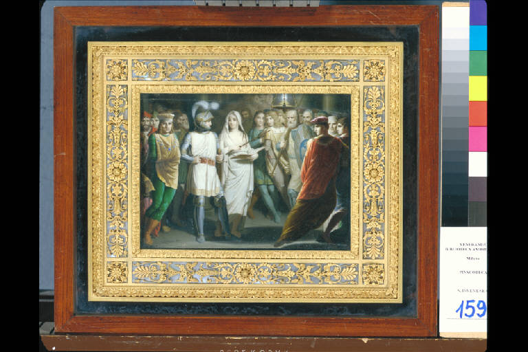 BRADAMANTE NELLA GROTTA DI MERLINO (miniatura) di Gigola Giovanni Battista (sec. XIX)