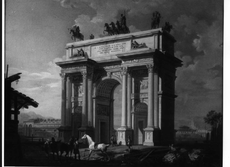 L'ARCO DELLA PACE A MILANO (dipinto) di Migliara Giovanni (sec. XIX)