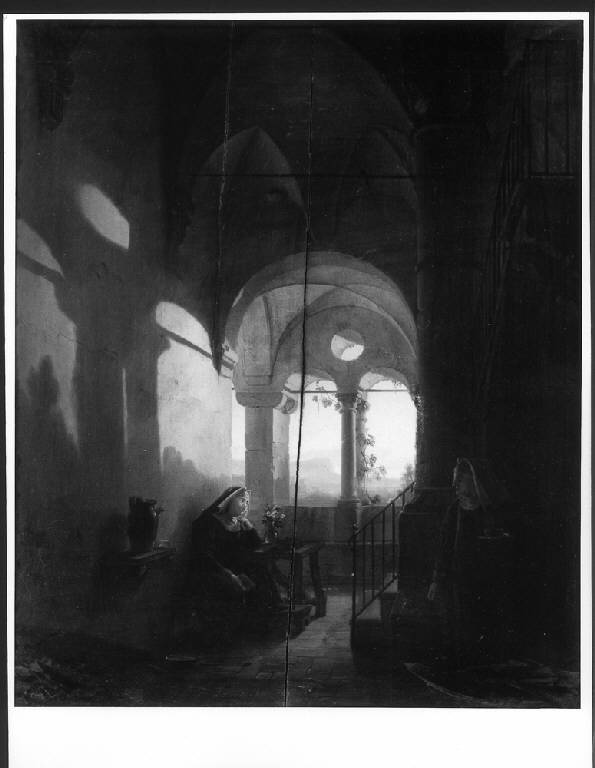 Interno di un convento, INTERNO DI CONVENTO (dipinto) di Migliara Giovanni (primo quarto sec. XIX)