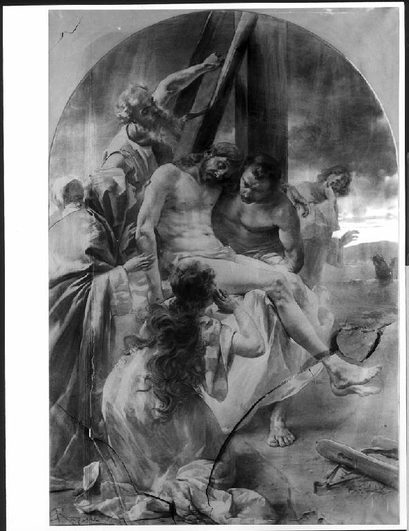 DEPOSIZIONE DI CRISTO DALLA CROCE (dipinto) di Rapetti Camillo (primo quarto sec. XX)