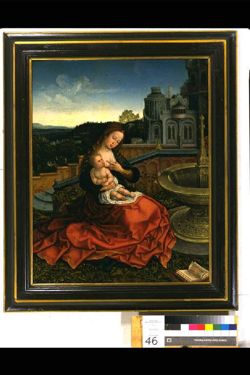MADONNA CON BAMBINO ALLA FONTANA (dipinto) di Orley Bernart van (e aiuti) (sec. XVI)