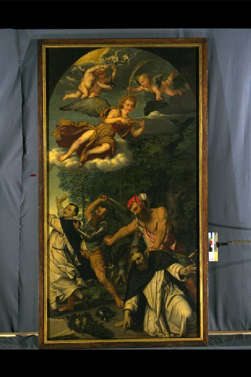 MARTIRIO DI SAN PIETRO DA VERONA (dipinto) di Bonvicino Alessandro detto Moretto (sec. XVI)