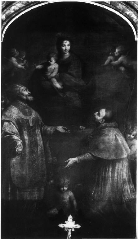 RITRATTO DI MADONNA CON BAMBINO E I SANTI CARLO E AMBROGIO (dipinto) di Nuvolone Carlo Francesco (secondo quarto sec. XVII)