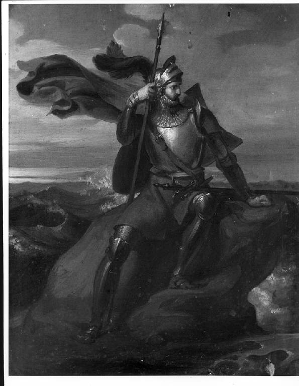 Guerriero in riva al mare, GUERRIERO (dipinto) - scuola lombarda (seconda metà sec. XIX)