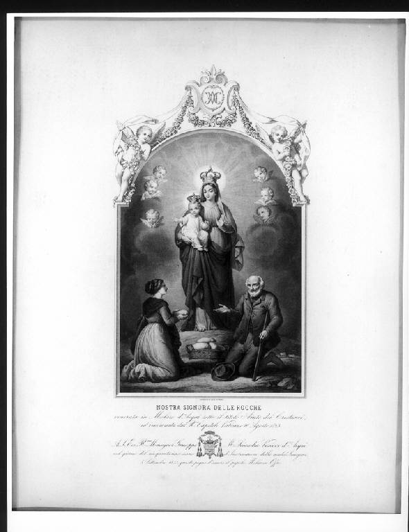 Madonna delle Rocche, MADONNA CON BAMBINO E DEVOTI (incisione) di Santamaria Gaetano (sec. XIX)