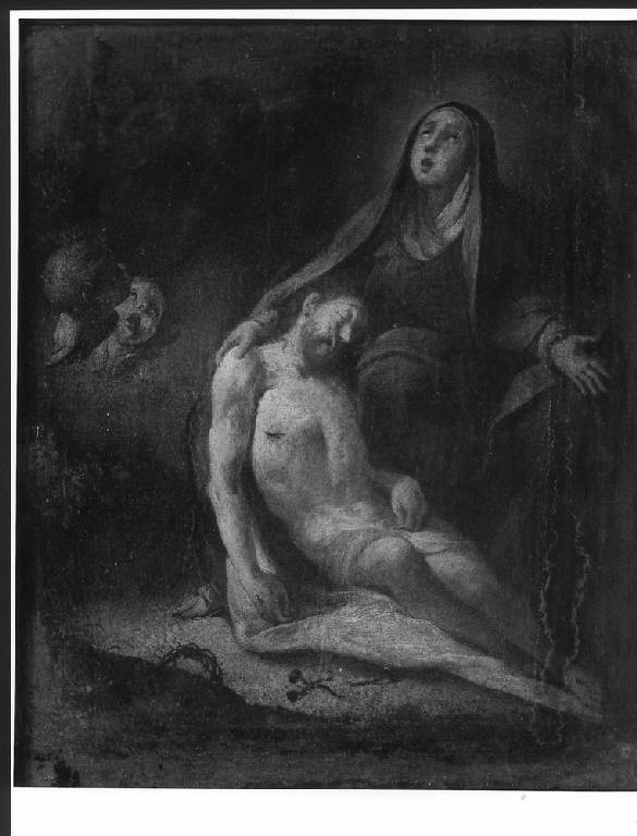 Compianto della Madonna sul Cristo morto, MADONNA ADDOLORATA CON CRISTO MORTO E SIMBOLI DELLA PASSIONE (dipinto) - scuola lombarda (prima metà sec. XVIII)