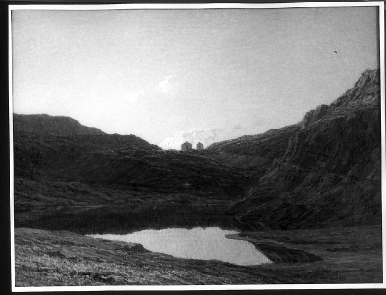 Il Passo del Foscagno fra Bormio e Livigno in Valtellina, PAESAGGIO MONTANO (dipinto) di Cressini Carlo (fine/inizio secc. XIX/ XX)