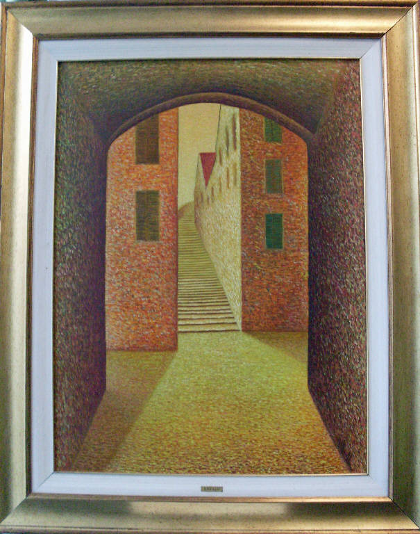 L'angolo misterioso, Veduta architettonica (dipinto) di Ursillo, Domenico (sec. XX)