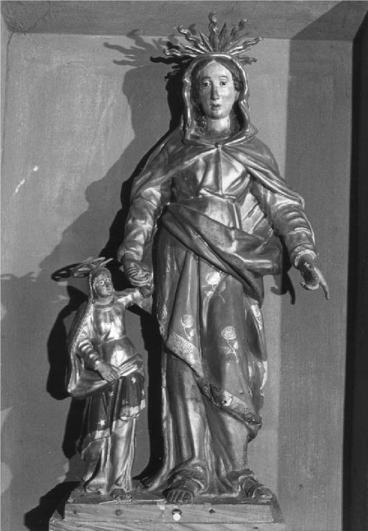 SANT'ANNA INSEGNA A LEGGERE A MARIA VERGINE (gruppo scultoreo) - manifattura lombarda (sec. XVIII)