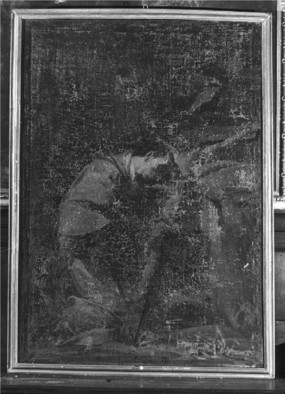 SAN CARLO BORROMEO IN ADORAZIONE DELLA CROCE (dipinto) - ambito lombardo (sec. XVII)