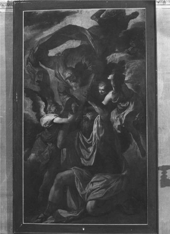MOSE' RICEVE DA DIO LE TAVOLE DELLA LEGGE (dipinto) - ambito lombardo (sec. XVII)