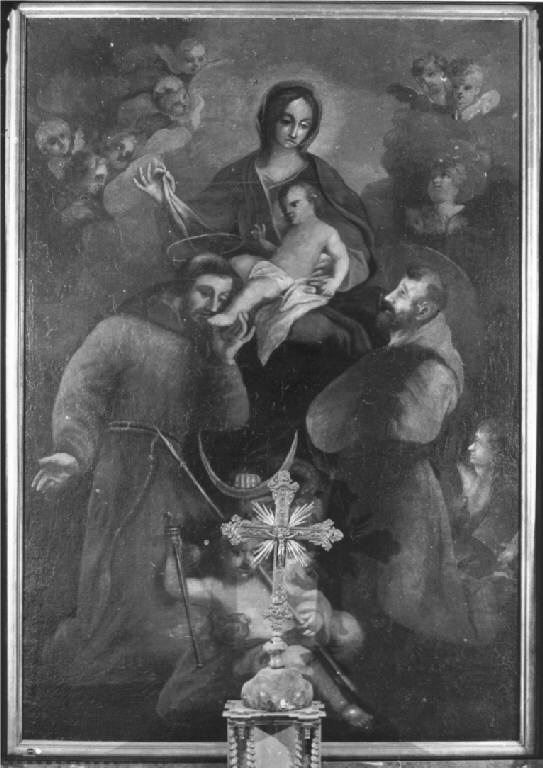 MADONNA IN TRONO E SANTI (dipinto) - ambito lombardo (sec. XVII)