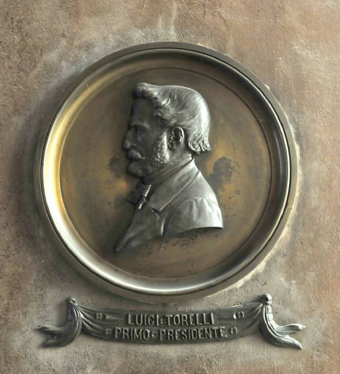 Luigi Torelli primo Presidente, Risorgimento - Celebrazione di Luigi Torelli (medaglione ornamentale) di Sanavio, Augusto (sec. XIX)
