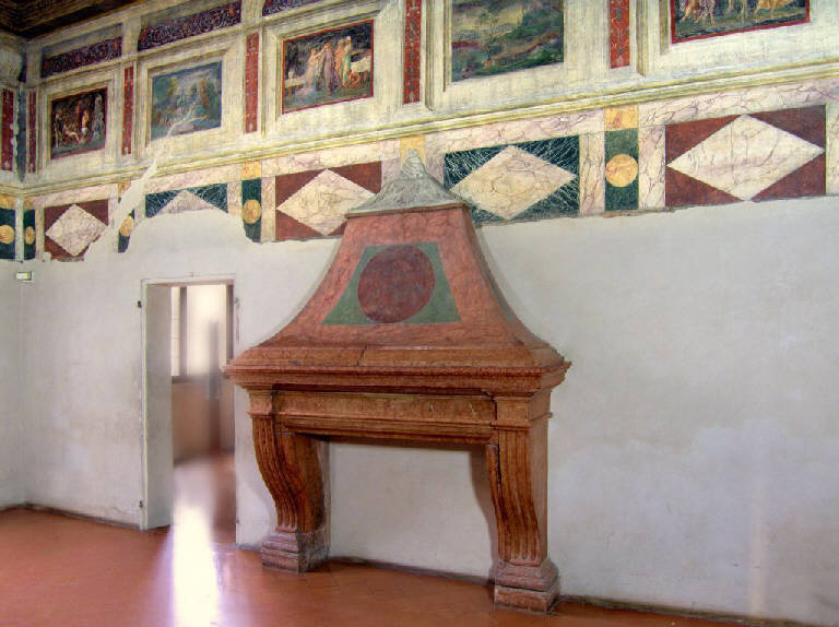Camera di Ovidio, Paesaggio, Elementi decorativi (decorazione pittorica) di Giulio Romano; Guazzi, Anselmo; Agostino da Mozzanica (; attribuito; attribuito) (secondo quarto sec. XVI)