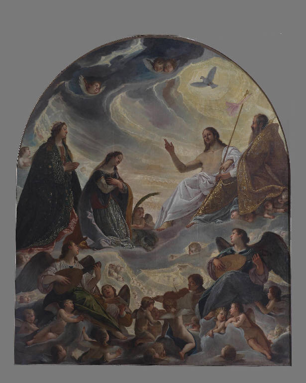 La Vergine presenta S. Margherita alla SS.ma Trinità, Santa Margherita d'Antiochia, Madonna, Trinità (dipinto) di Viani, Antonio Maria (sec. XVII)