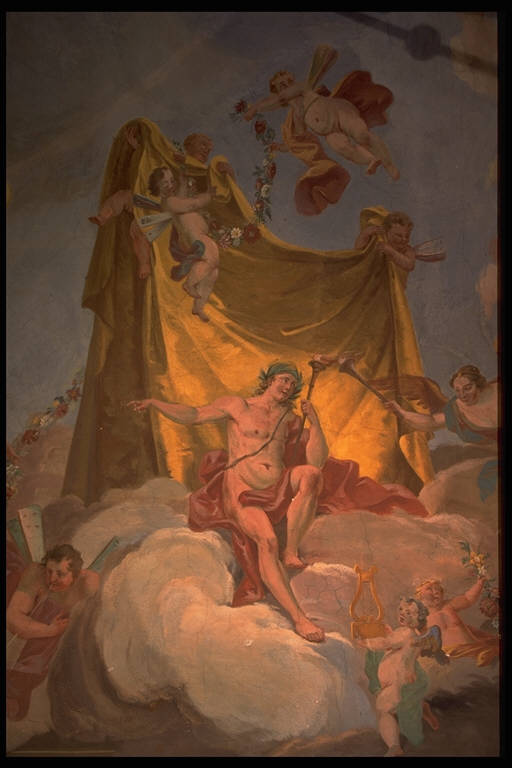 Reggia di Apollo, APOLLO COME DIO DEL SOLE (soffitto dipinto) di Persenda, Michel, Angelo (sec. XVIII)