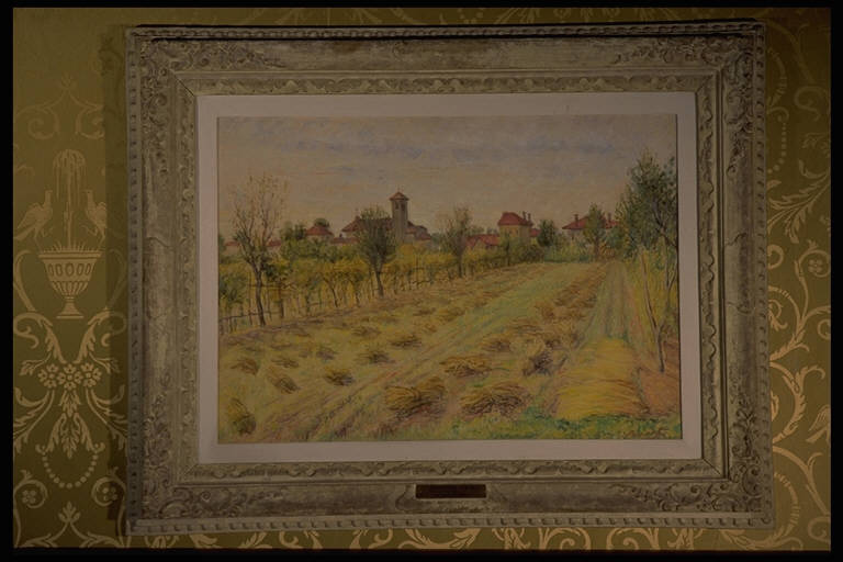 Il raccolto, PAESAGGIO RURALE (dipinto) di Vaini, Francesco (prima metà sec. XX)