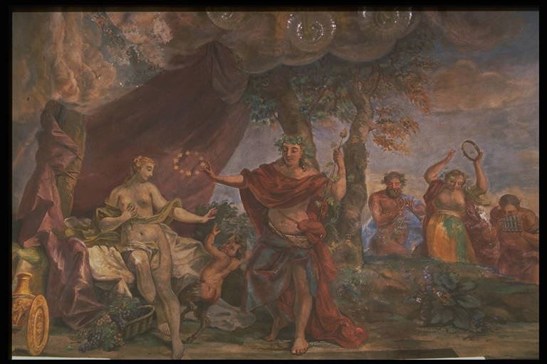 Apollo e i Quattro Elementi, APOLLO COME DIO DEL SOLE (soffitto dipinto) di Persenda, Michel, Angelo (sec. XVIII)